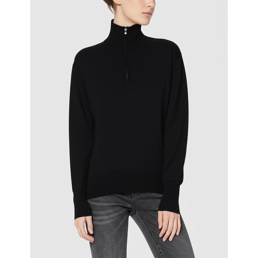 Obermeyer Sweater‎ Quarter Zip Knit Cozy Womens Size L Black Warm